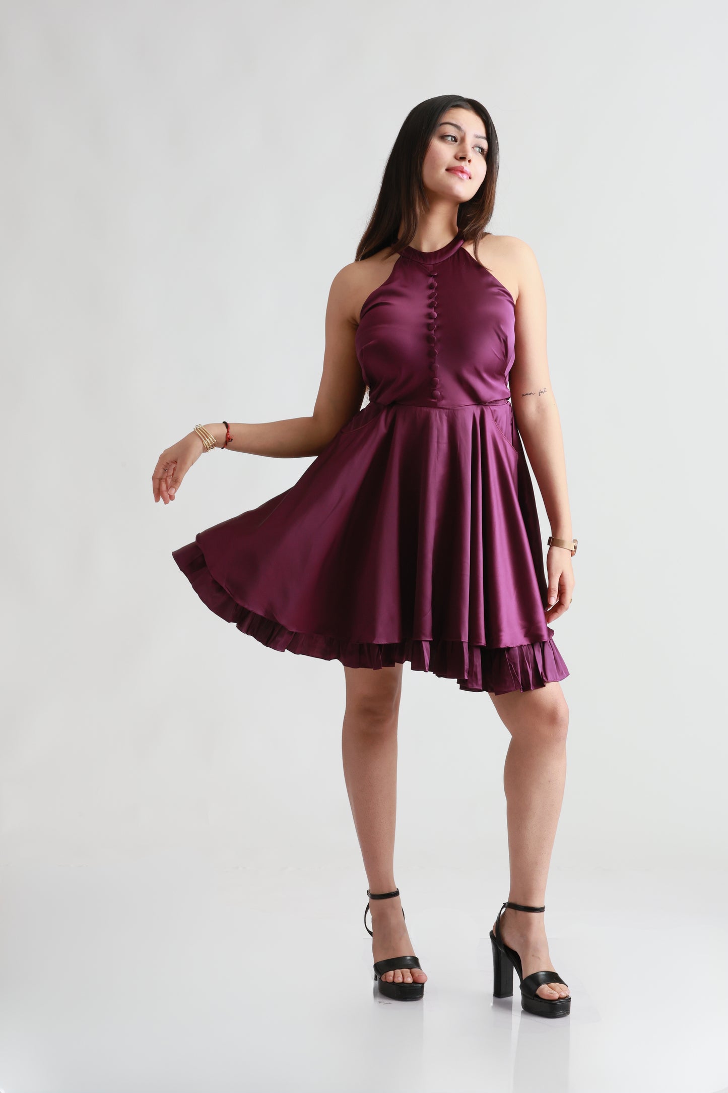 Purple Satin Dress