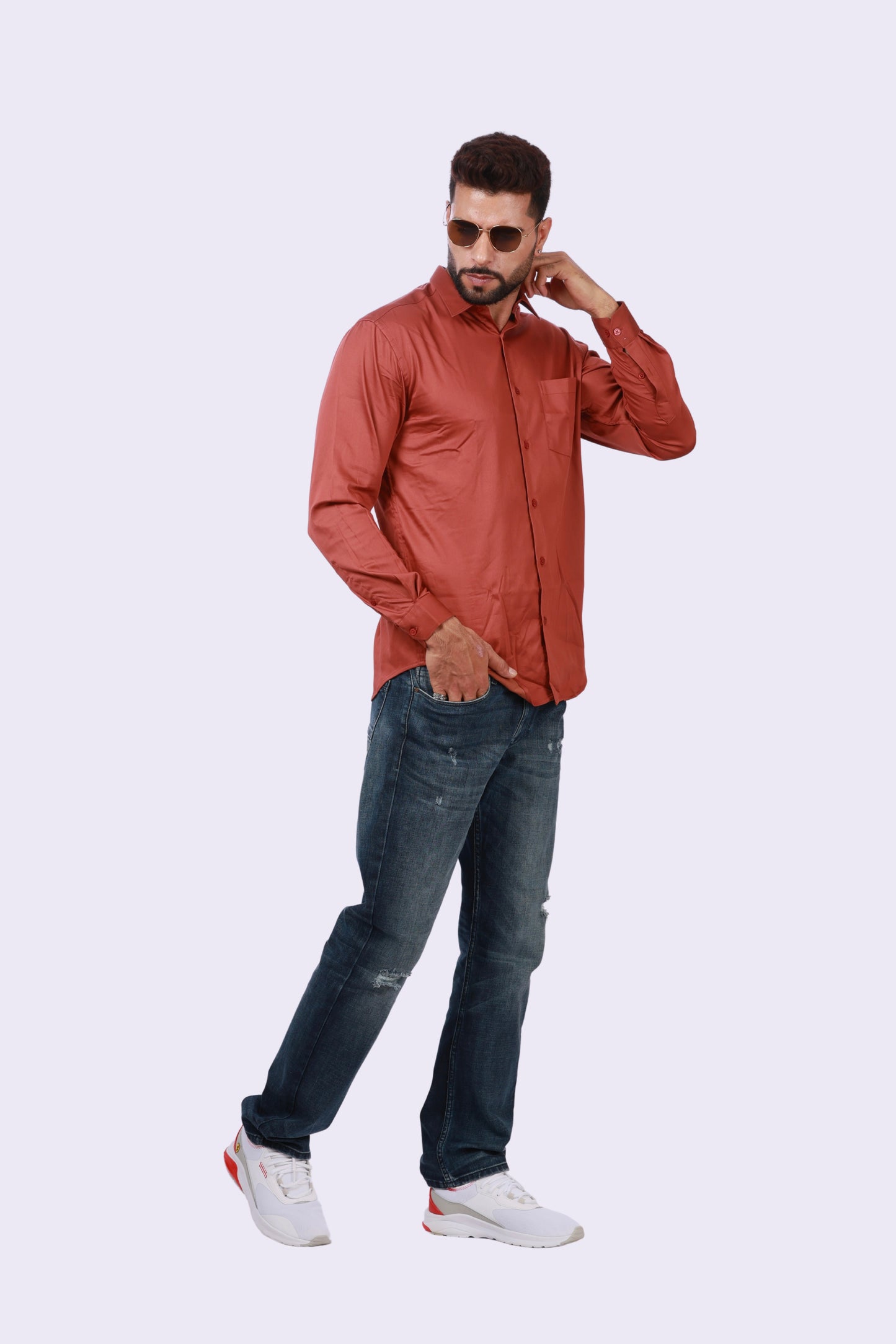 Long Sleeve Shirt Brick Brown Shirt