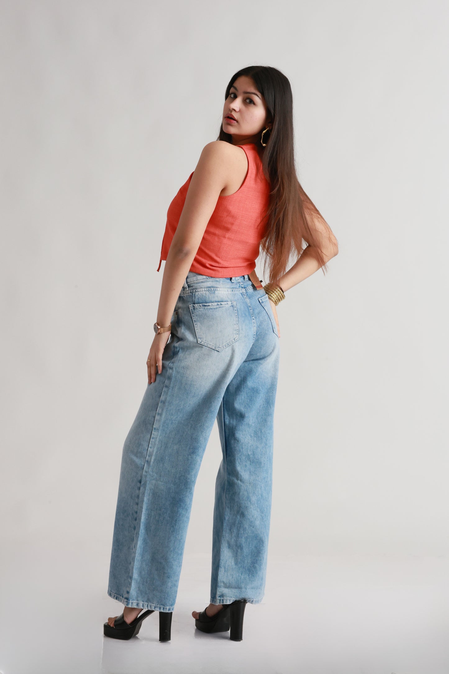 Orange Vest Coat Top