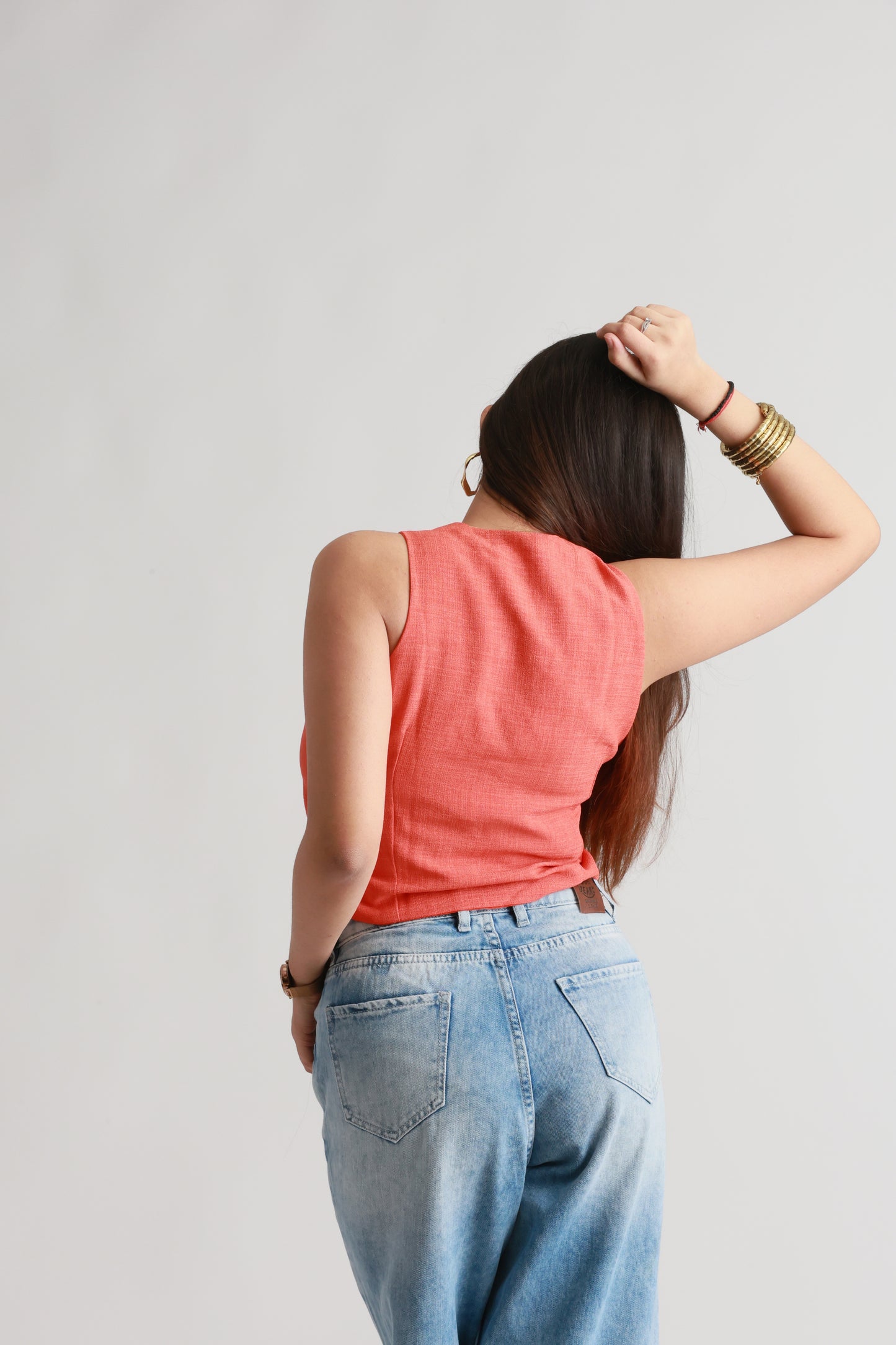 Orange Vest Coat Top