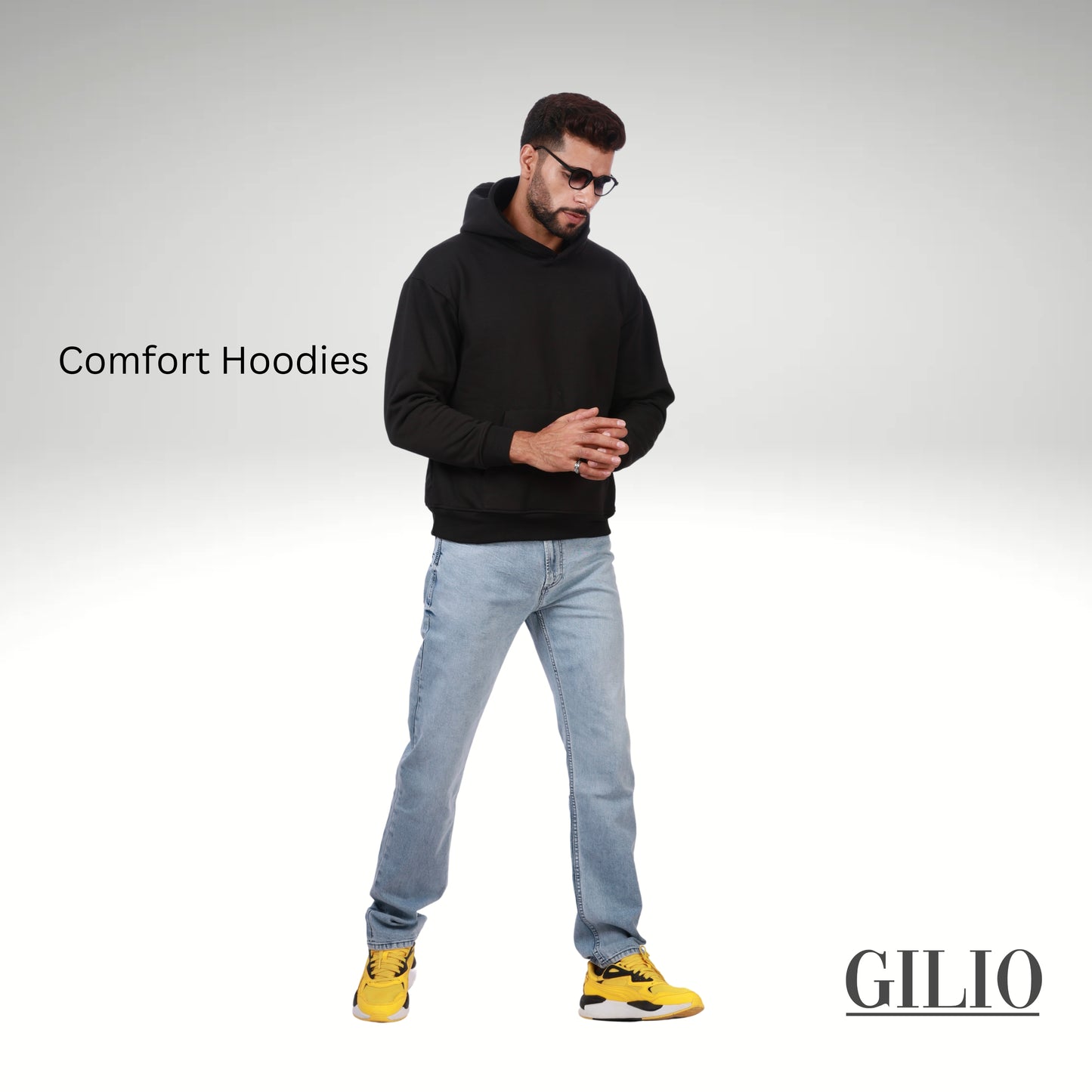 BLACK PRINTED HOODIE