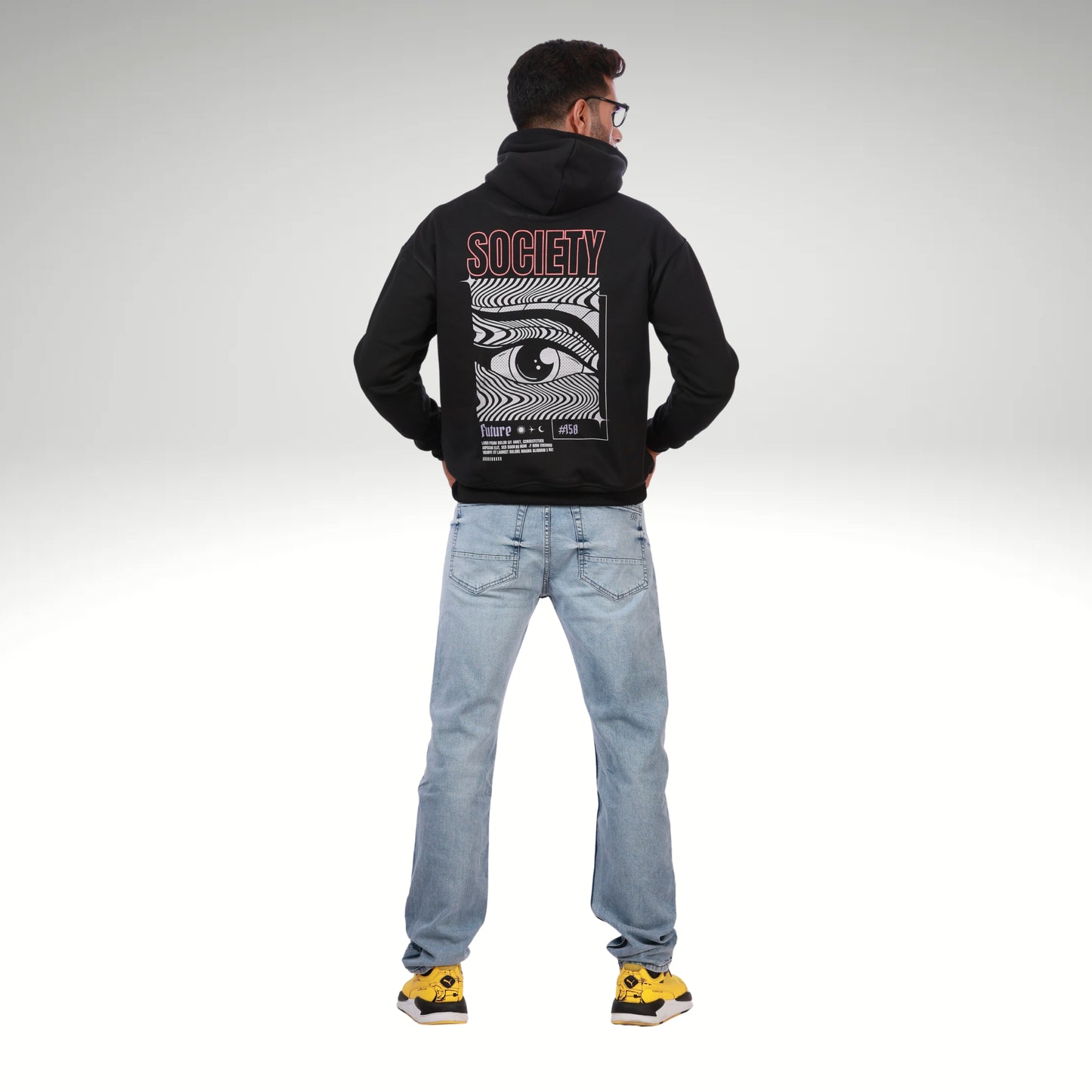 BLACK PRINTED HOODIE