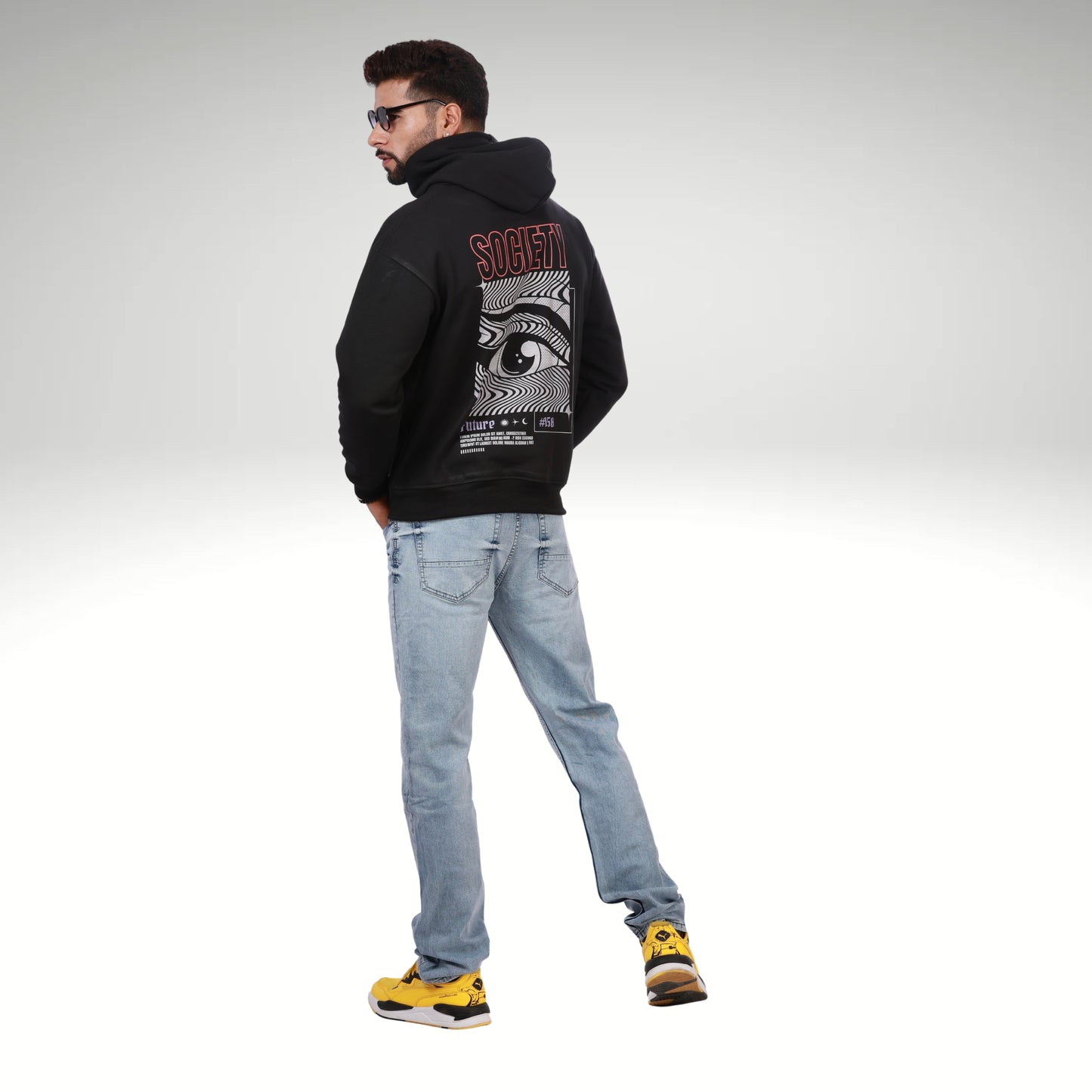 BLACK PRINTED HOODIE