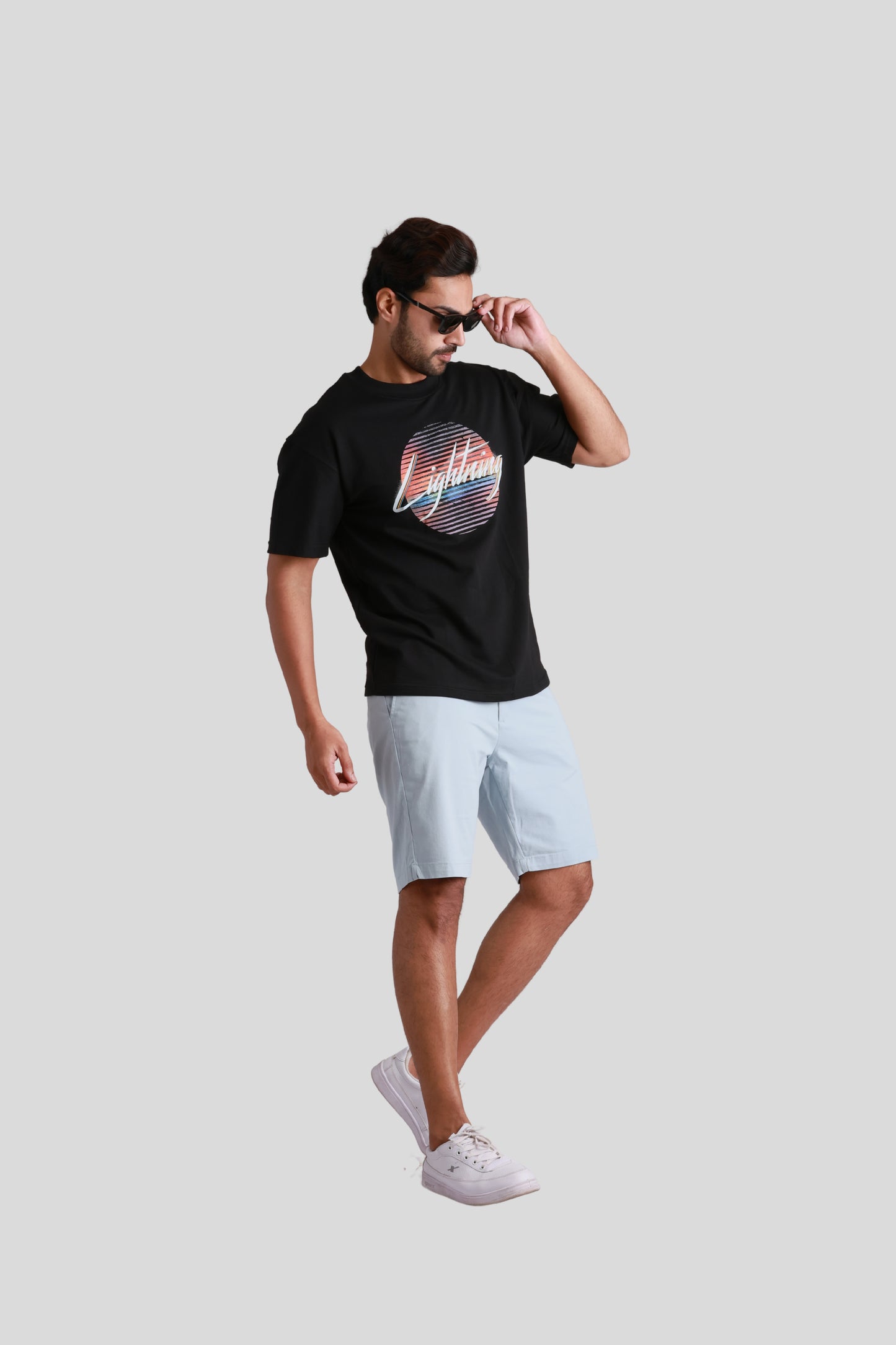 Printed Oversized Black T-shirt