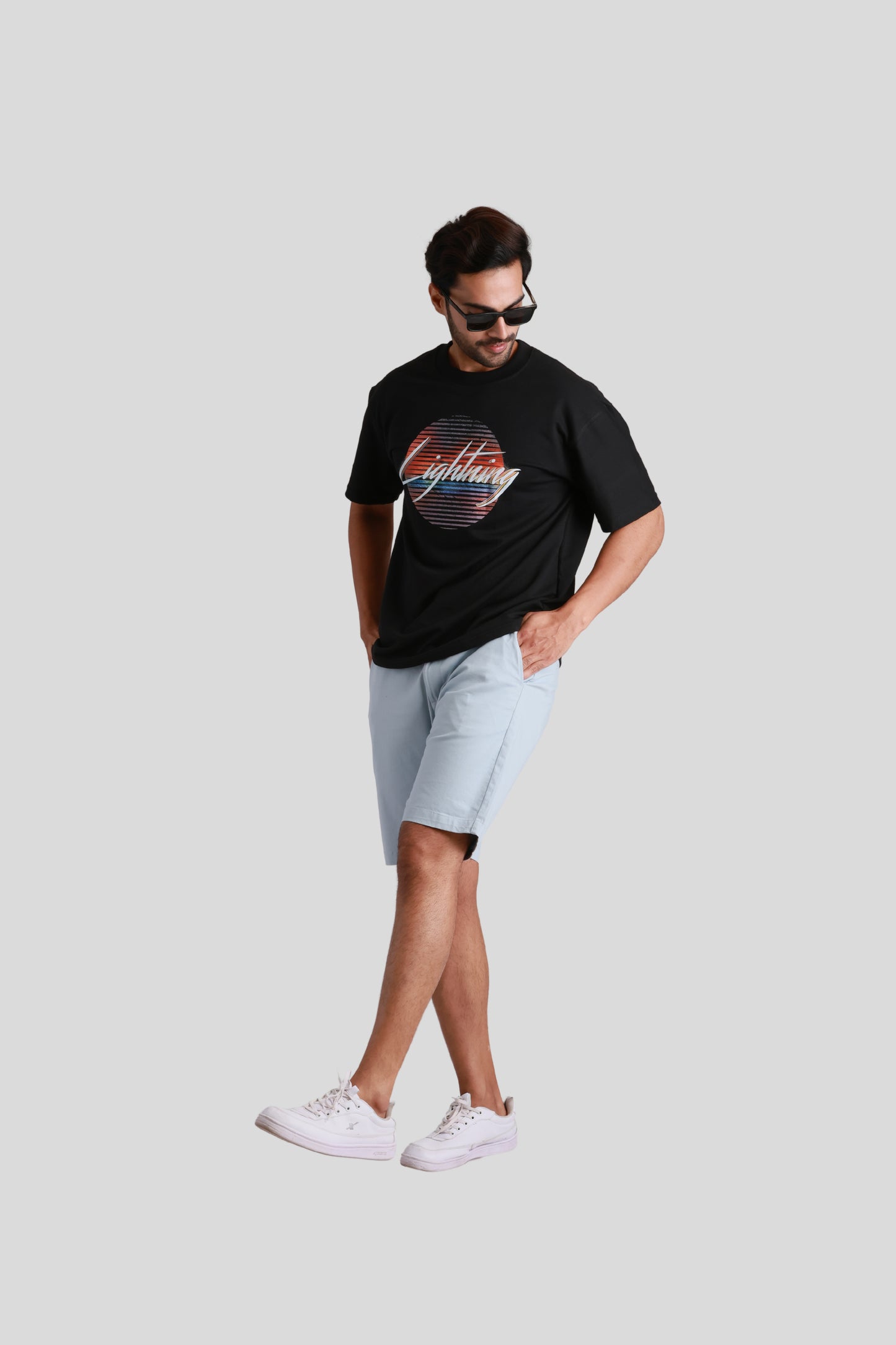 Printed Oversized Black T-shirt