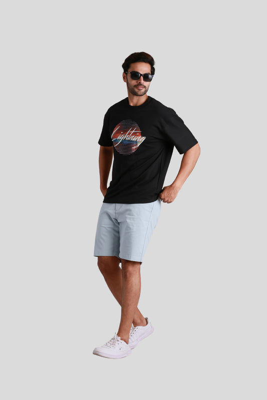 Printed Oversized Black T-shirt