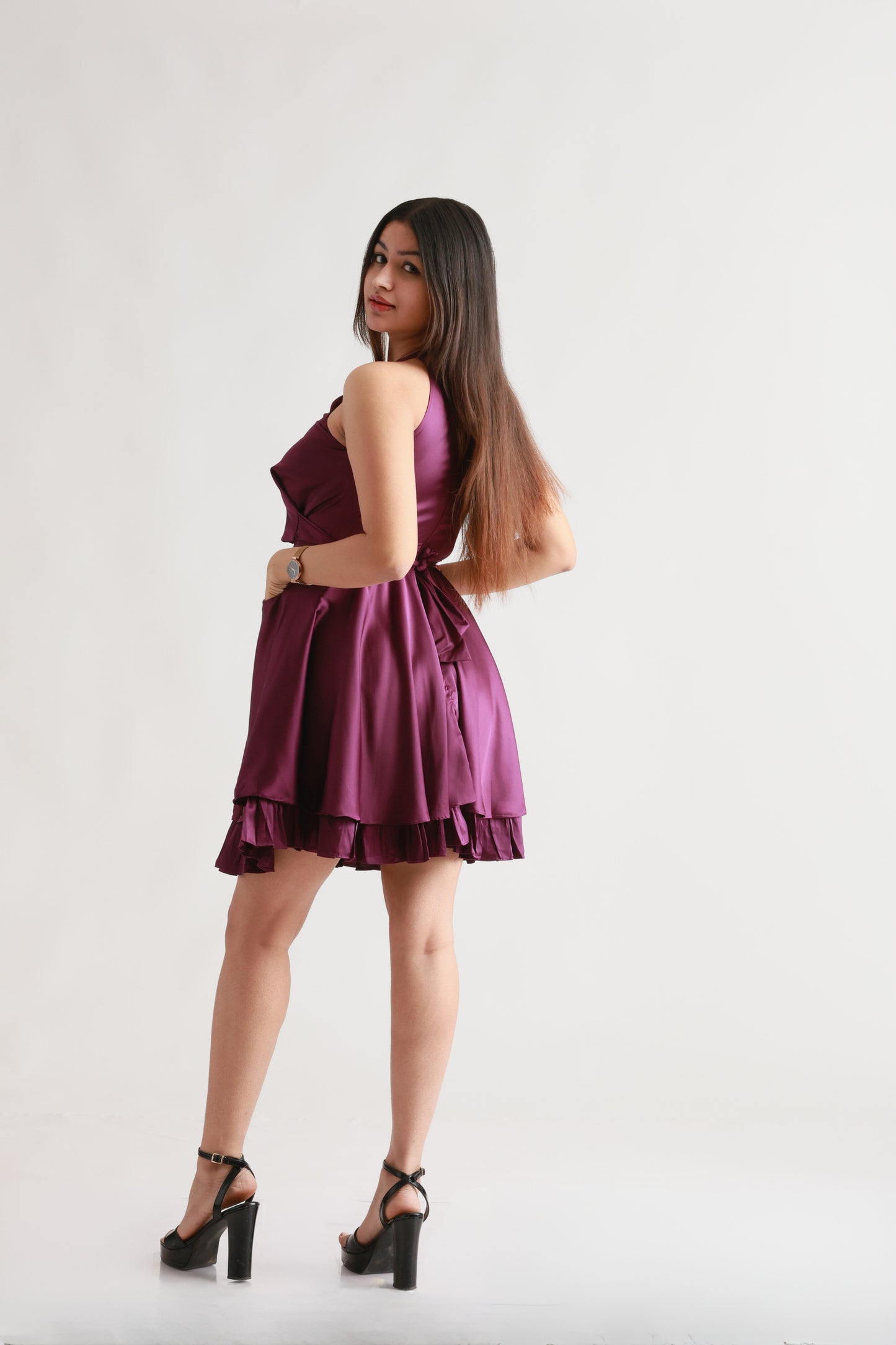 Purple Satin Dress