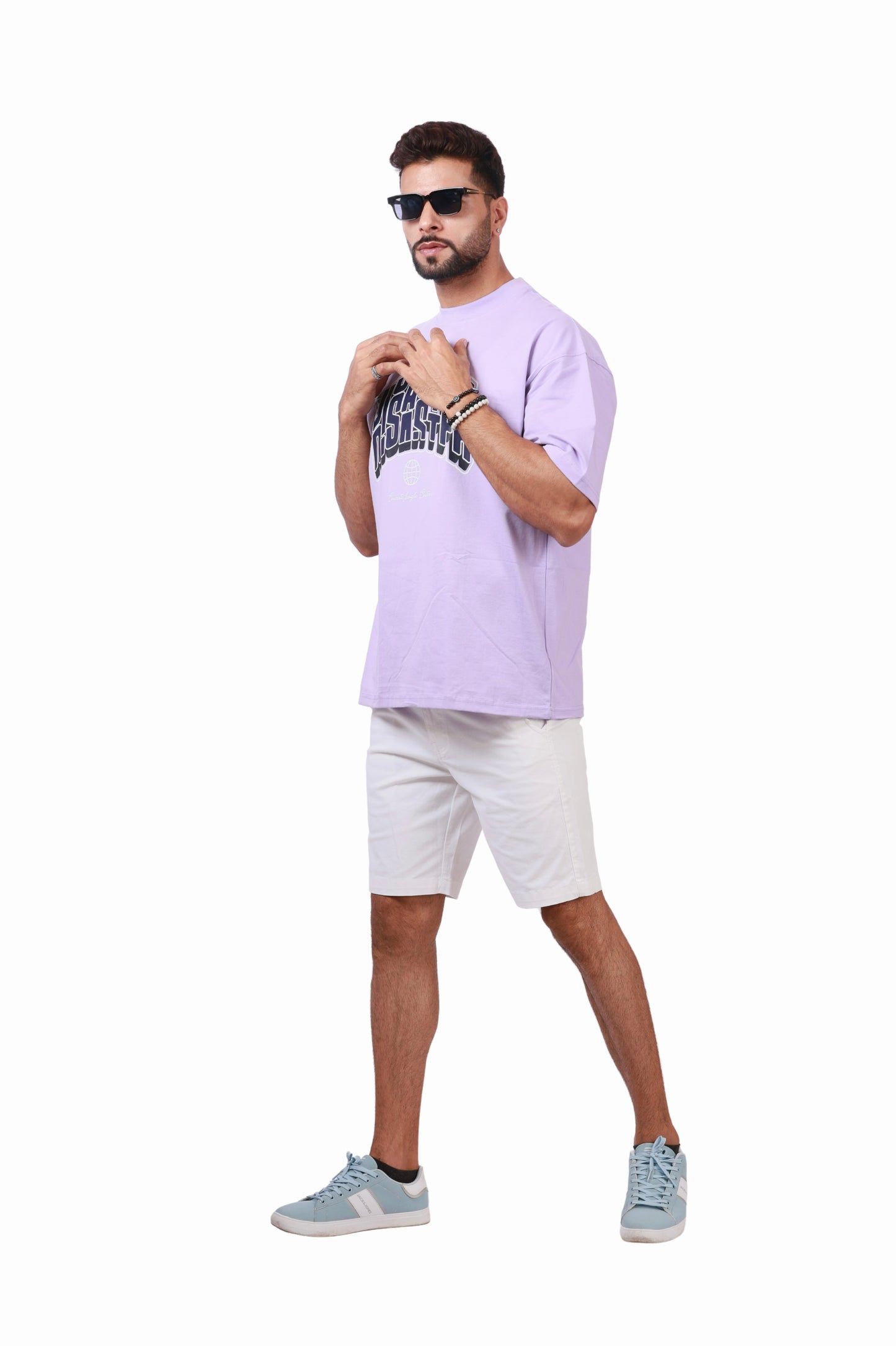 Printed Oversized Lavender Tshirt