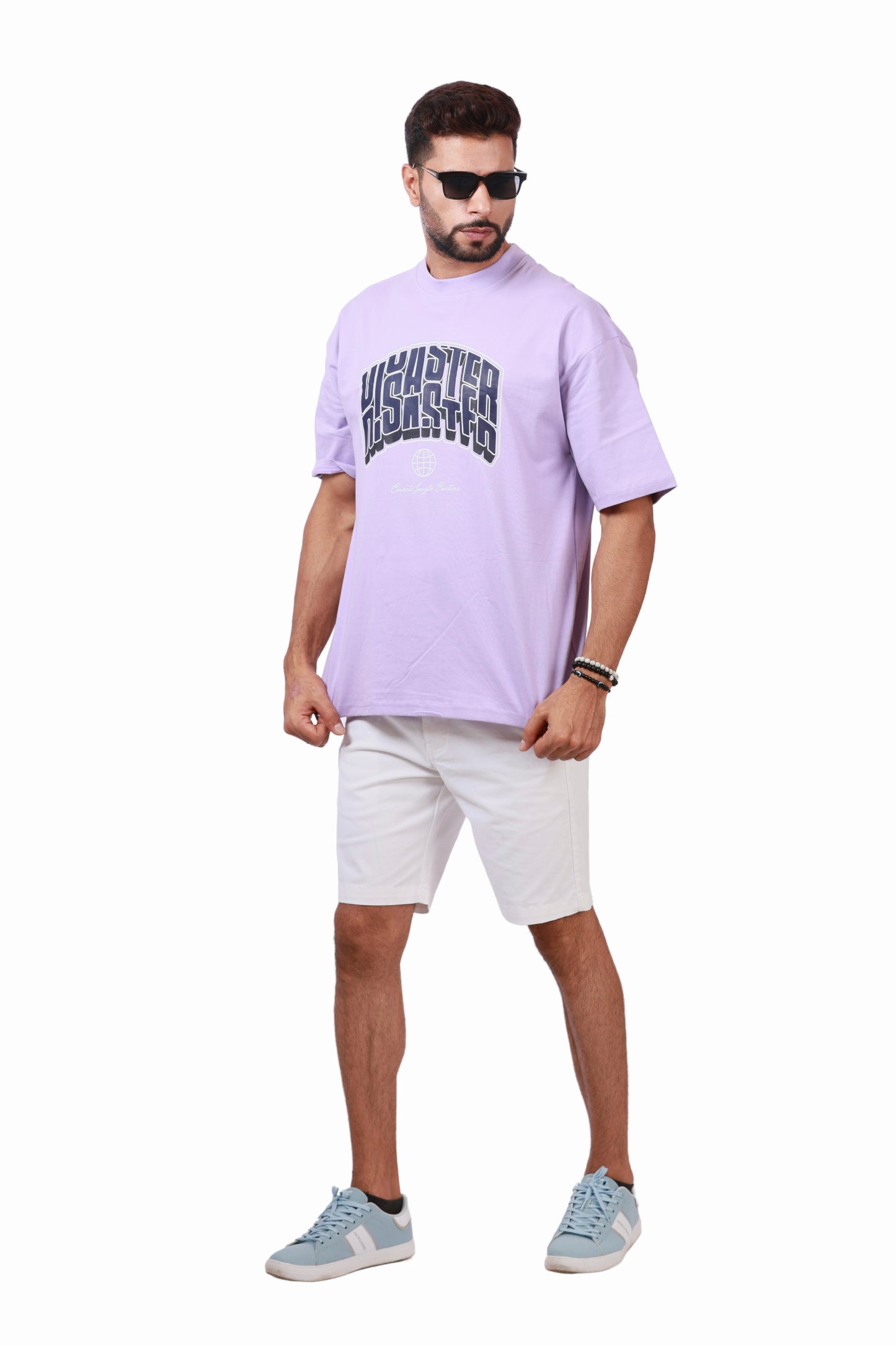 Printed Oversized Lavender Tshirt