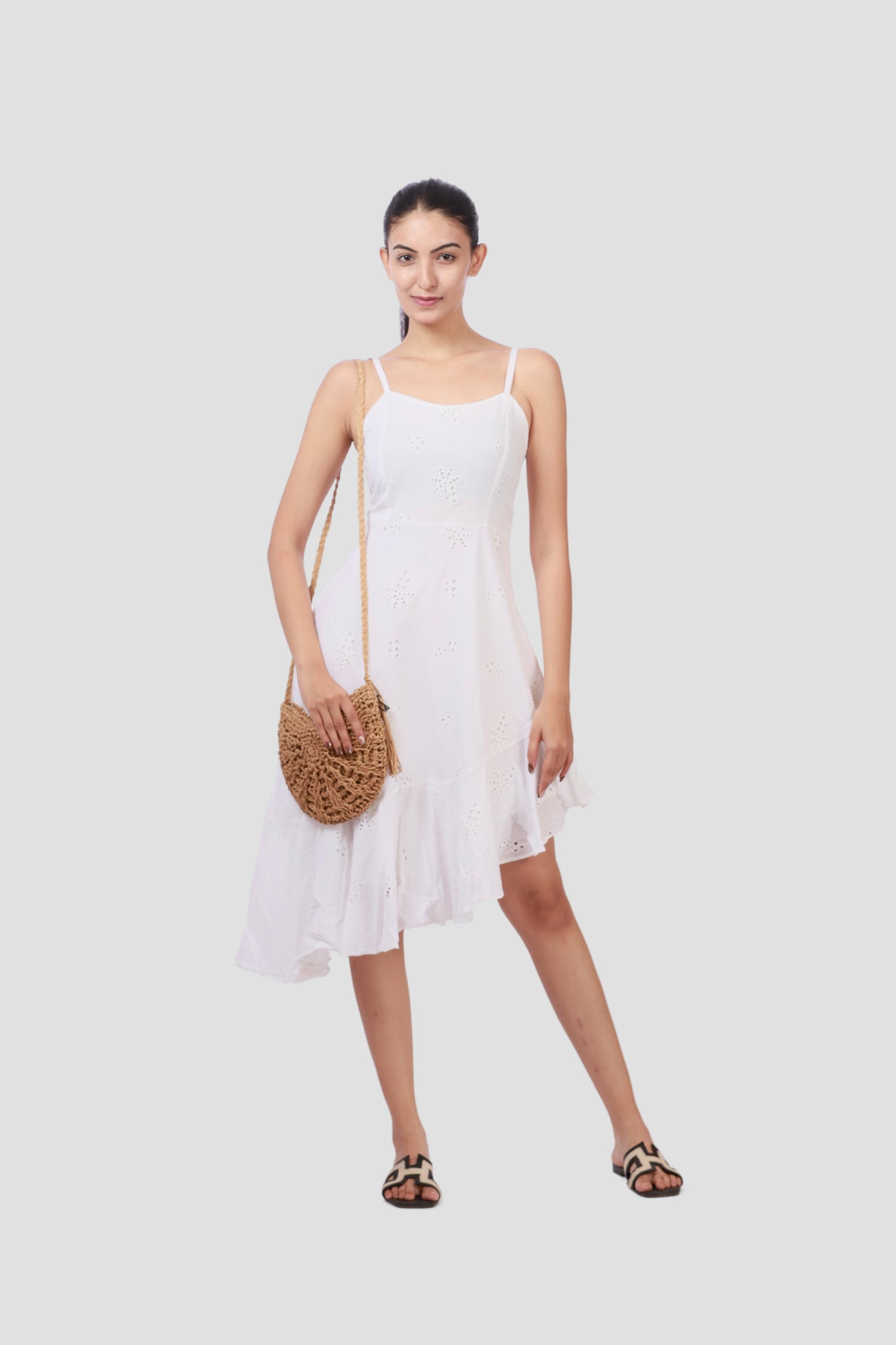 WHITE  SCHIFFLI DRESS