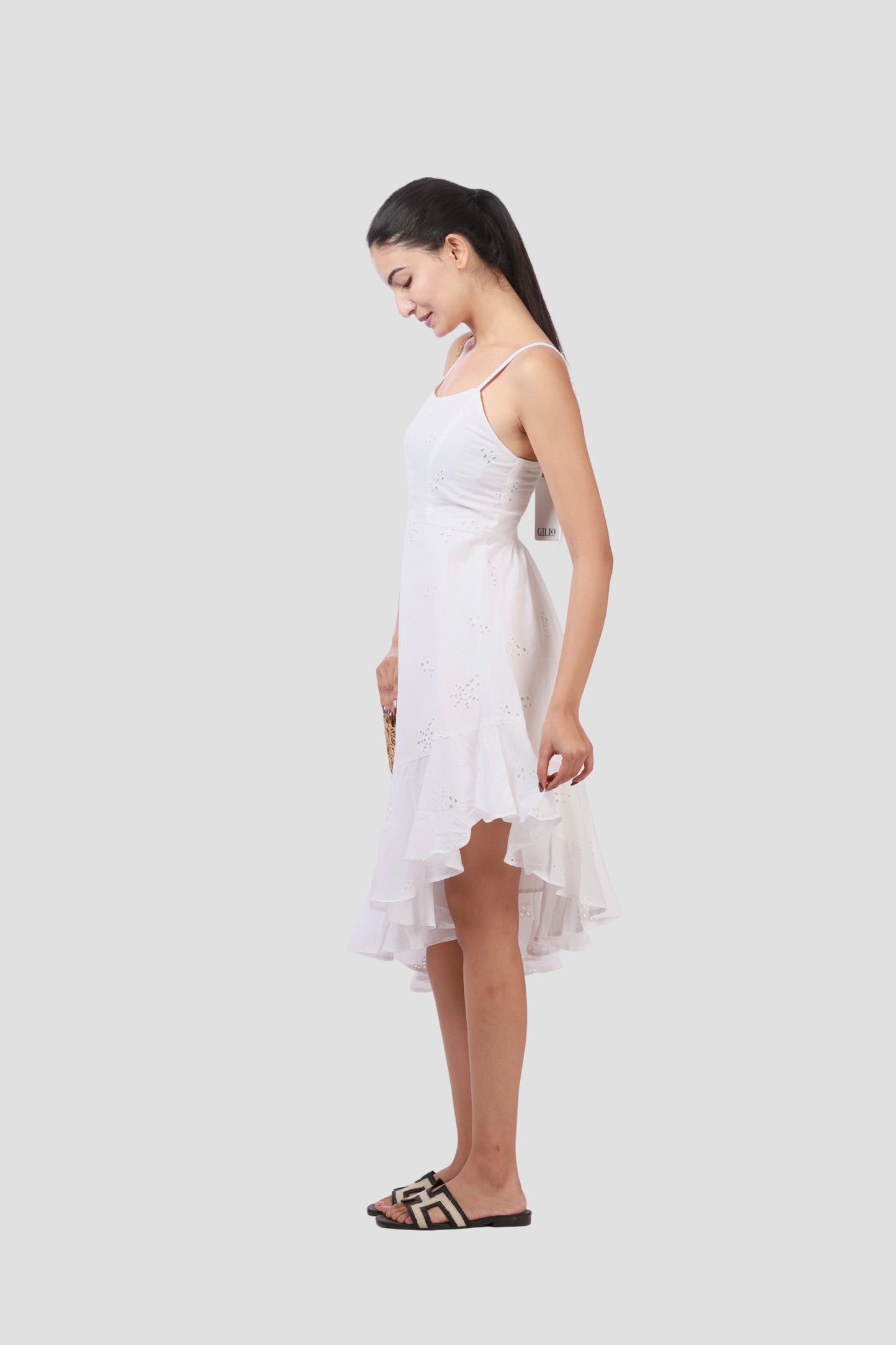 WHITE  SCHIFFLI DRESS