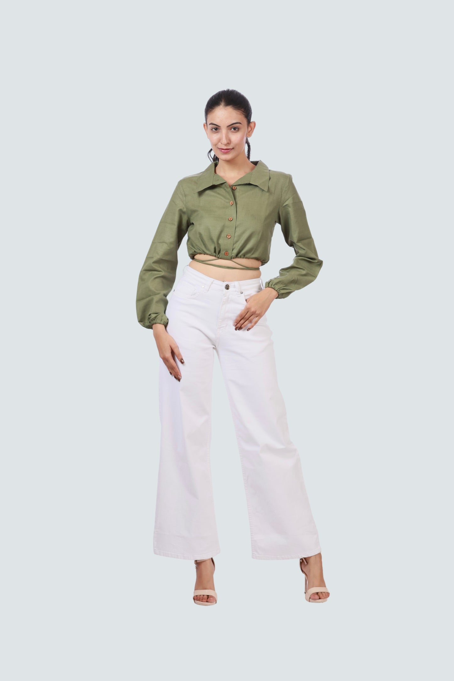 GREEN CROP SHIRT