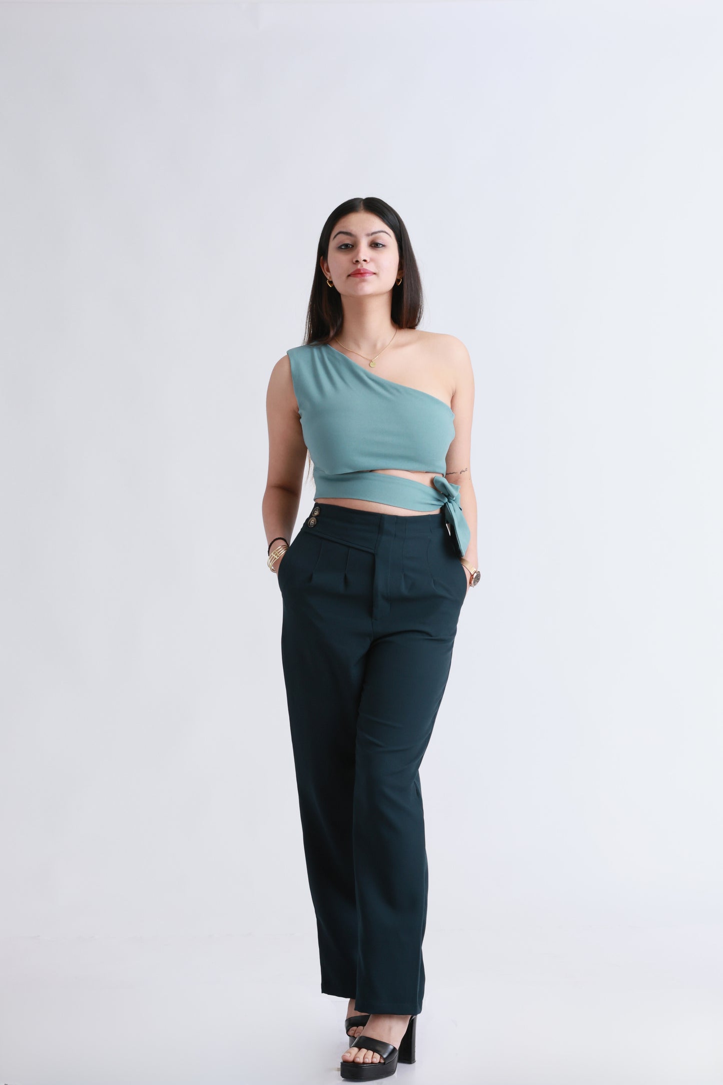 Drop shoulder Green Top