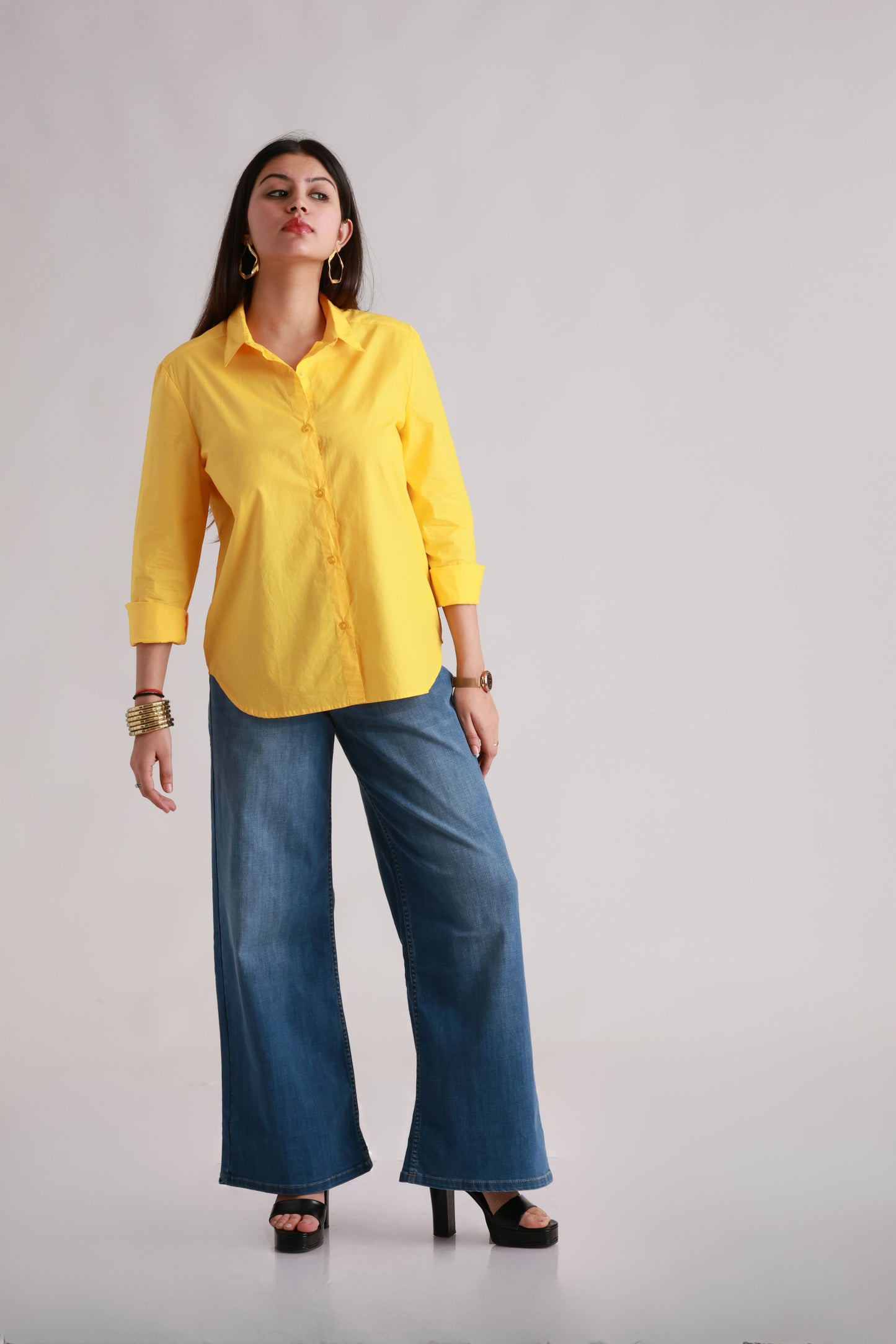 YELLOW POPLIN SHIRT