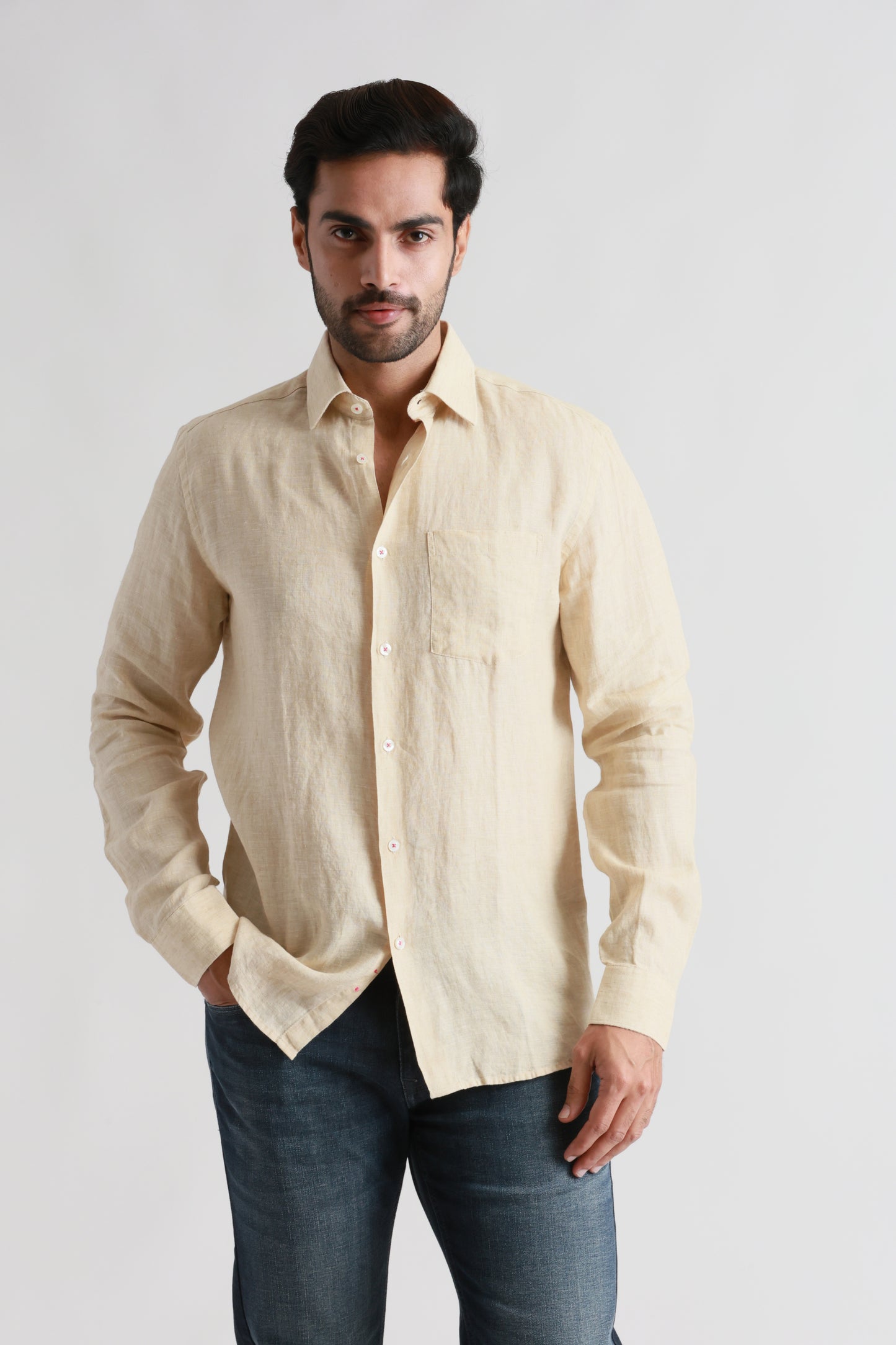Beige linen shirt