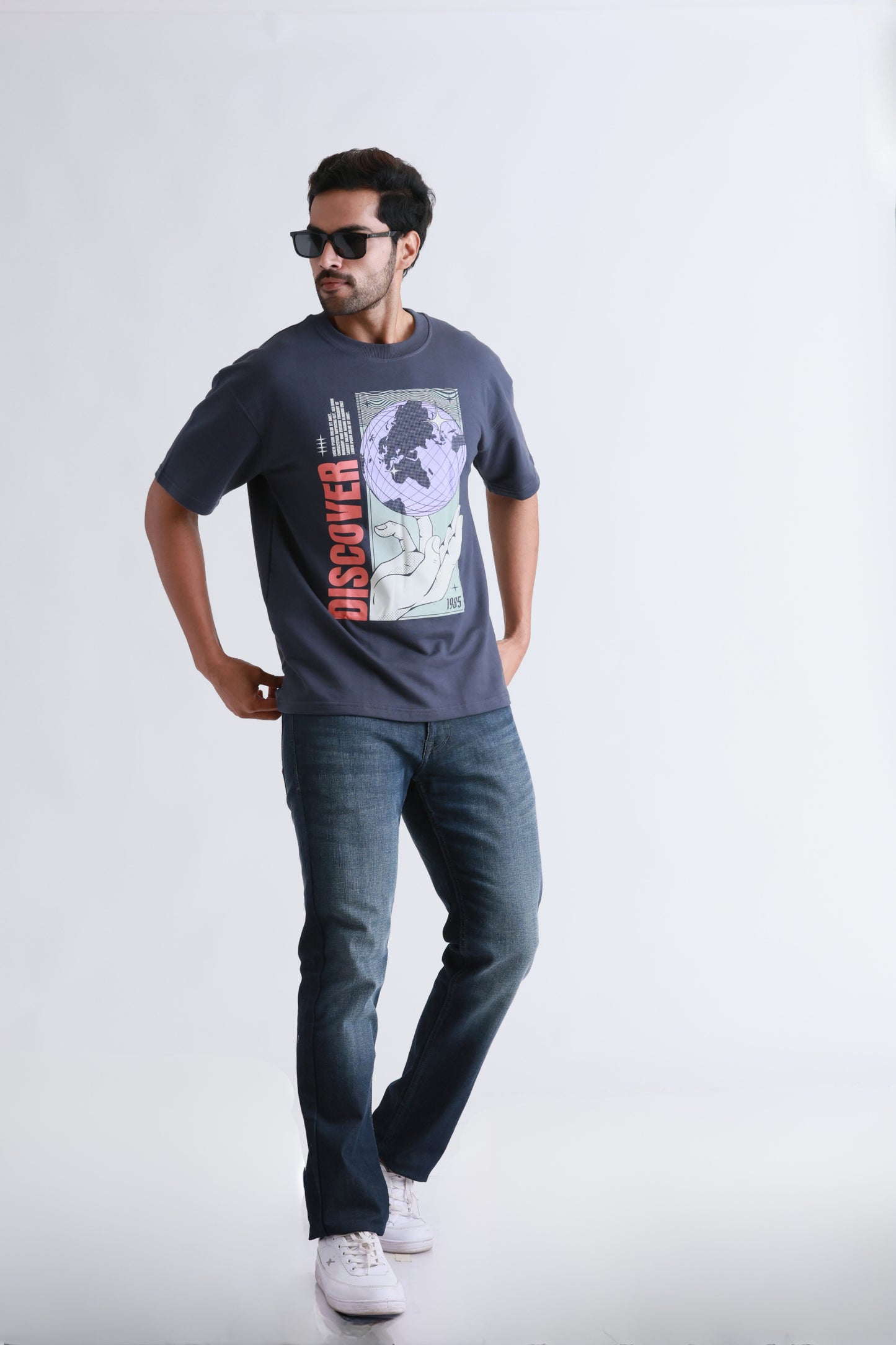 Printed Grey Oversized Tshirt