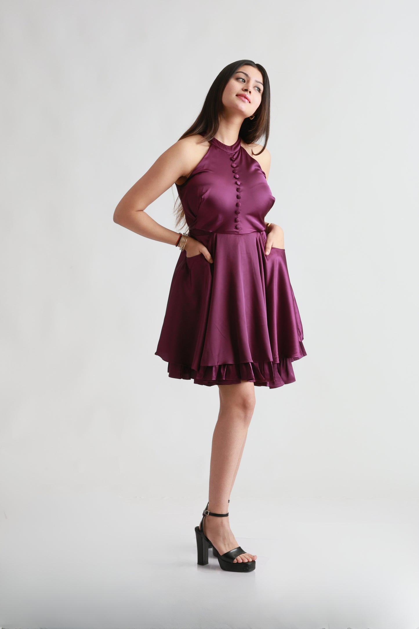 Purple Satin Dress