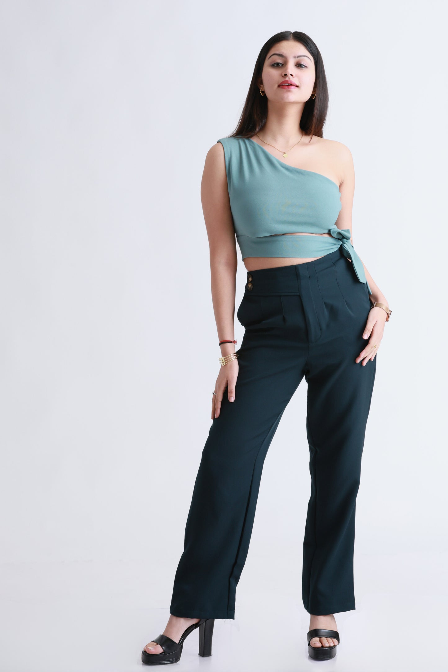 Drop shoulder Green Top