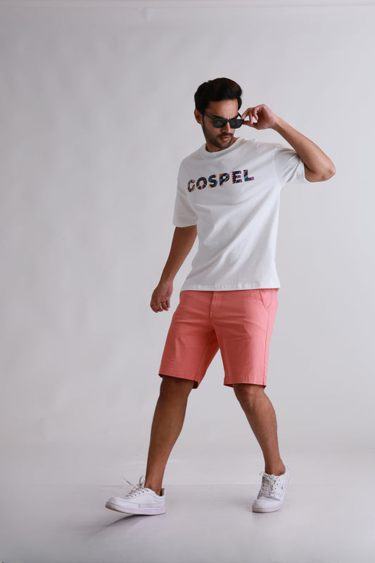 White Printed Oversized  Tshirt