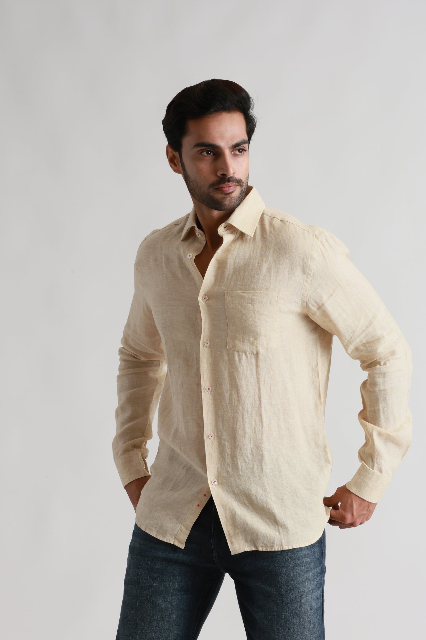 Beige linen shirt
