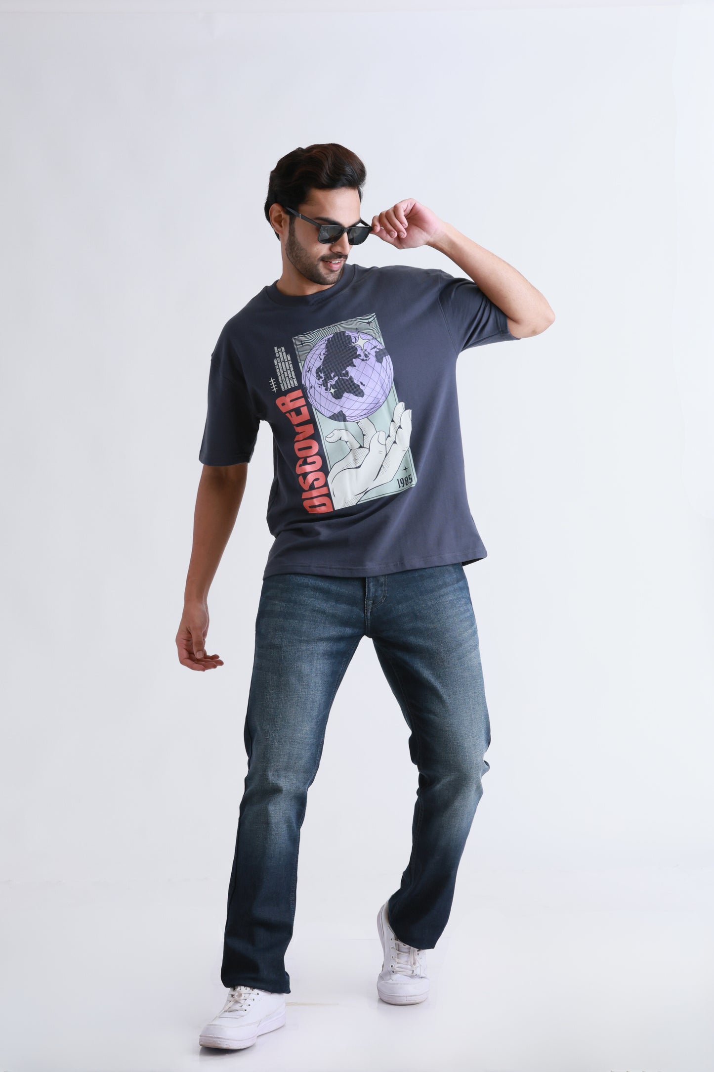 Printed Grey Oversized Tshirt