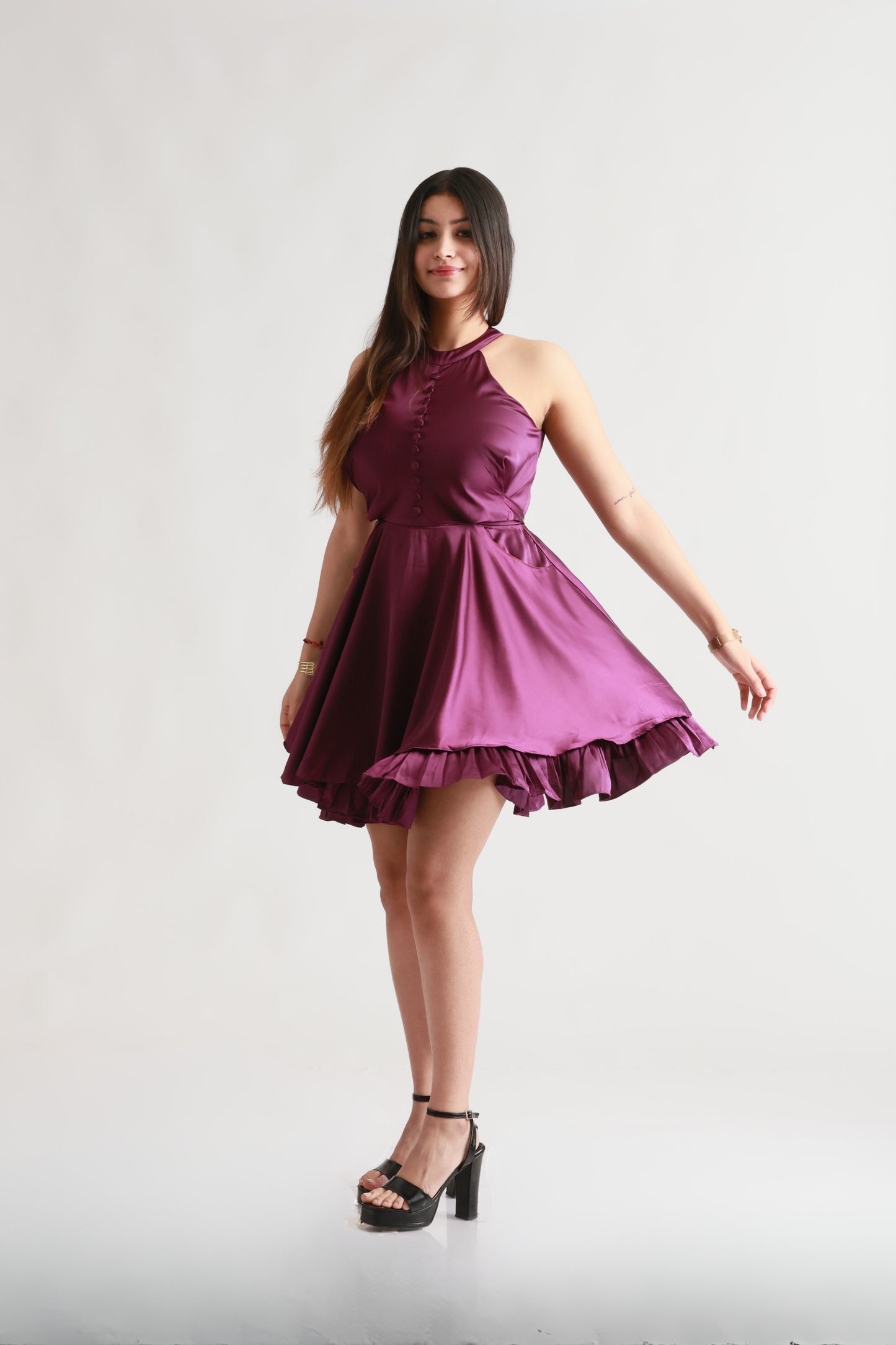 Purple Satin Dress