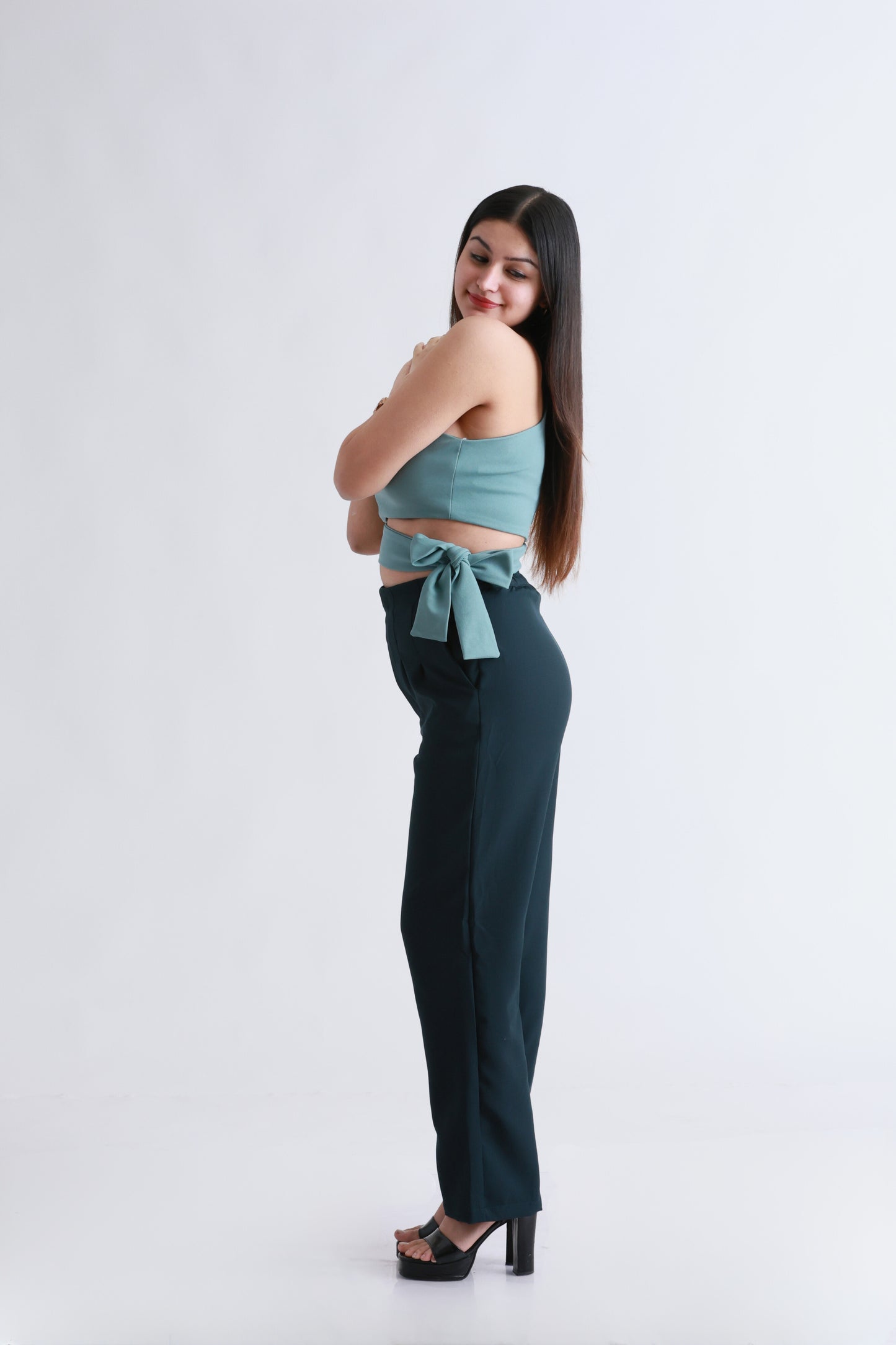 Drop shoulder Green Top