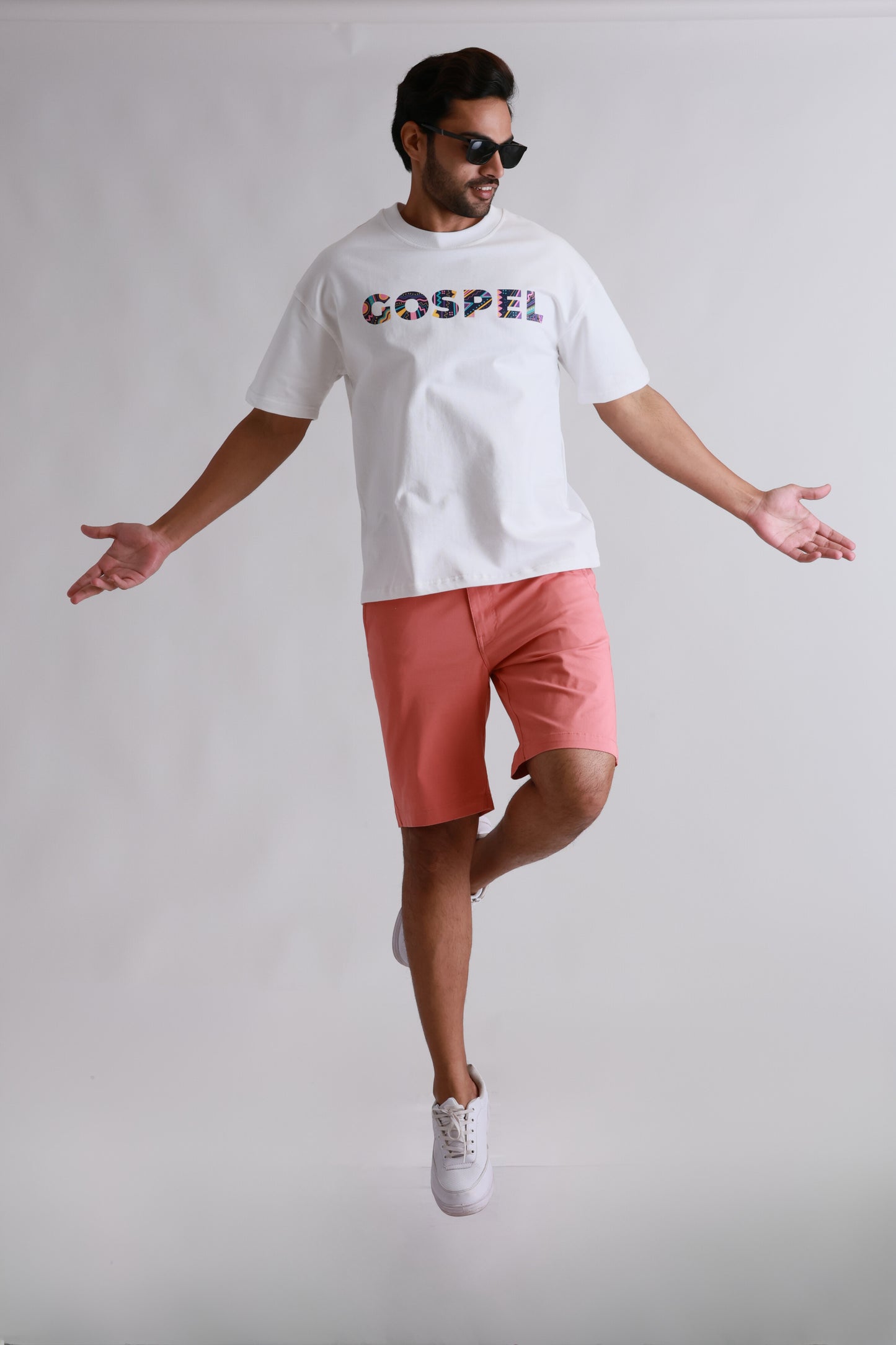 White Printed Oversized  Tshirt