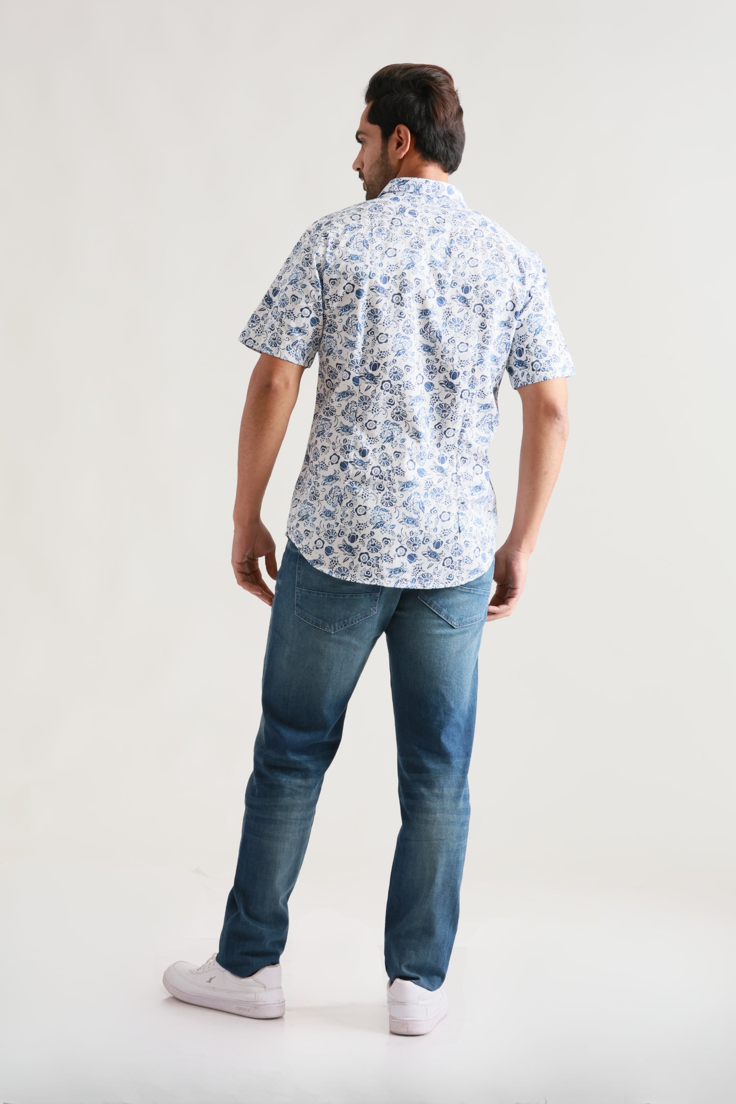 Floral whit half sleeve shirt