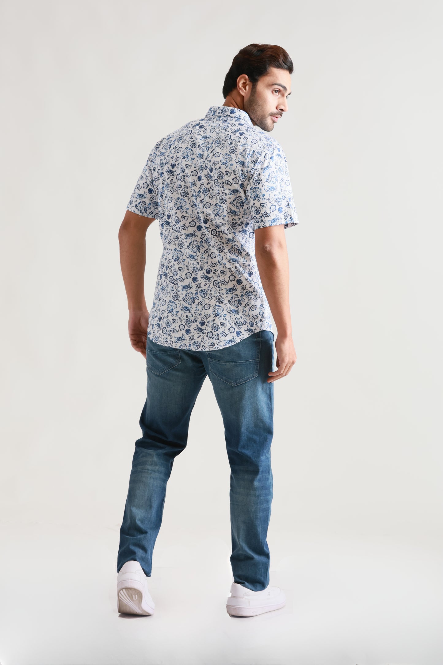 Floral whit half sleeve shirt