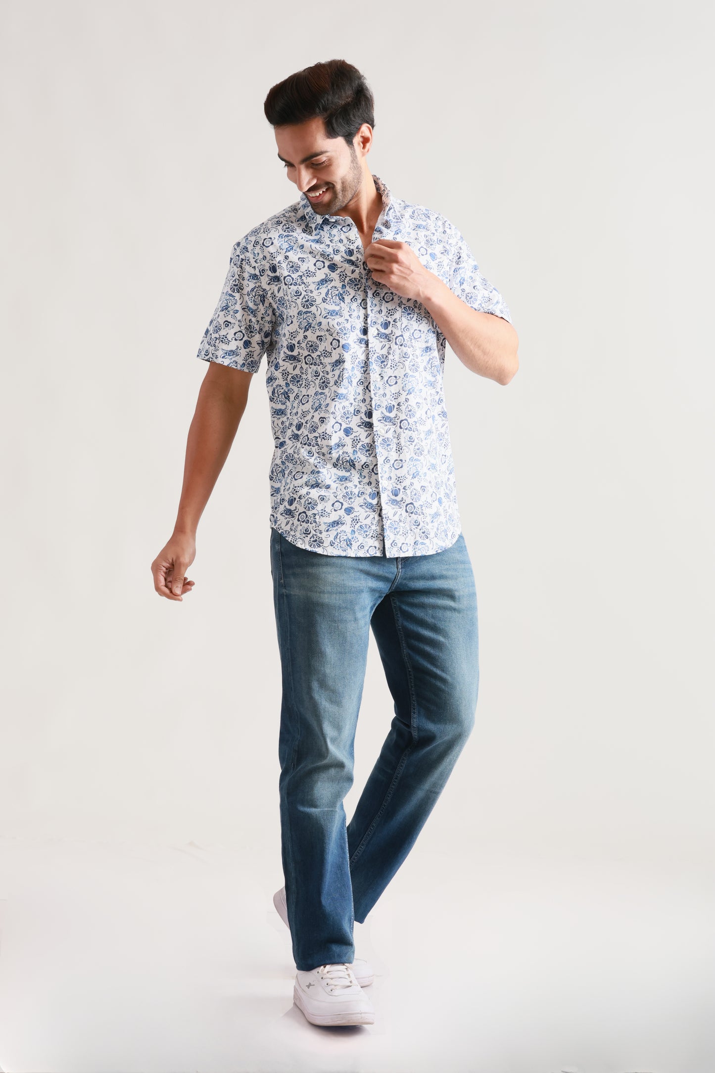 Floral whit half sleeve shirt