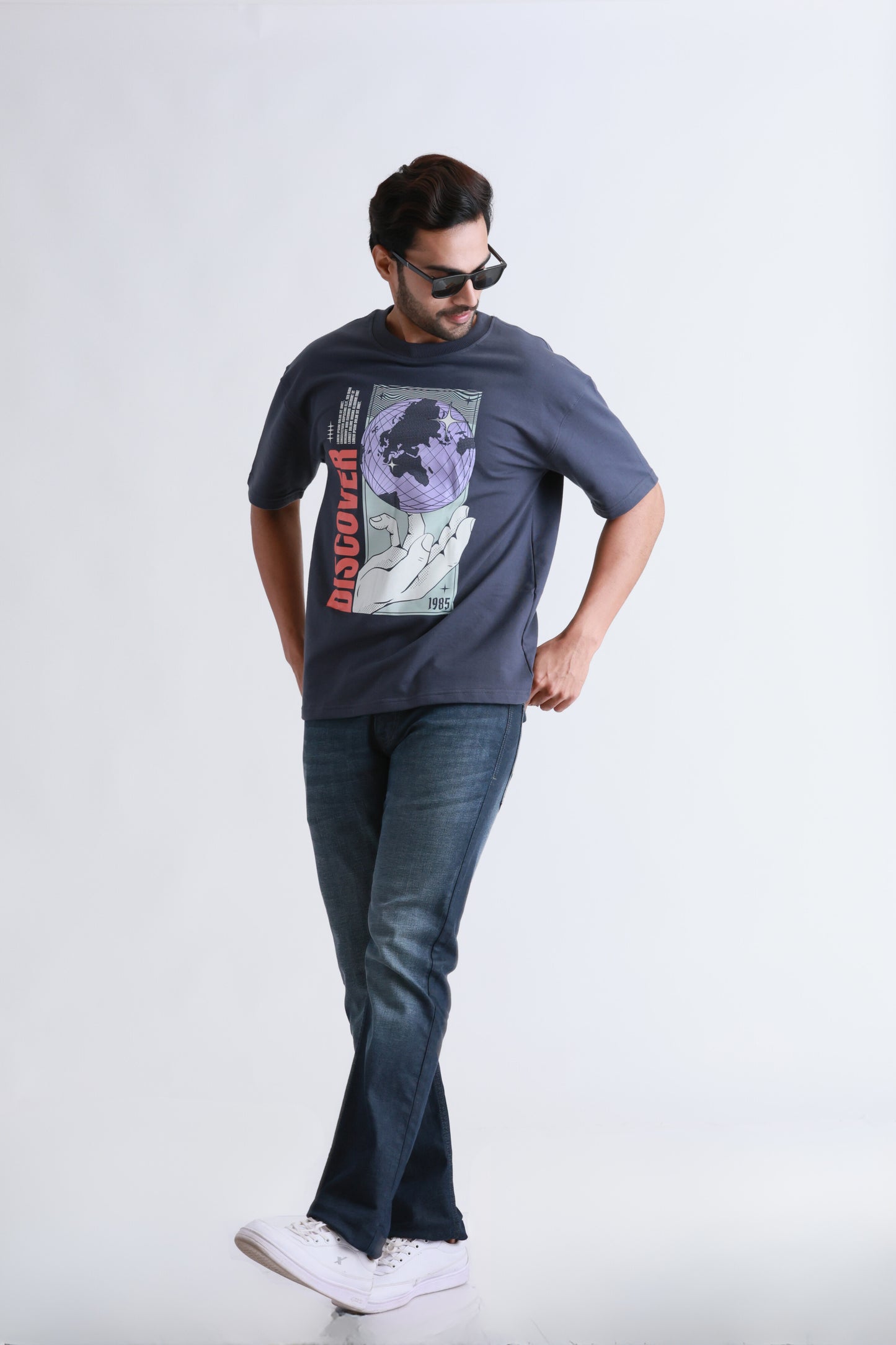 Printed Grey Oversized Tshirt